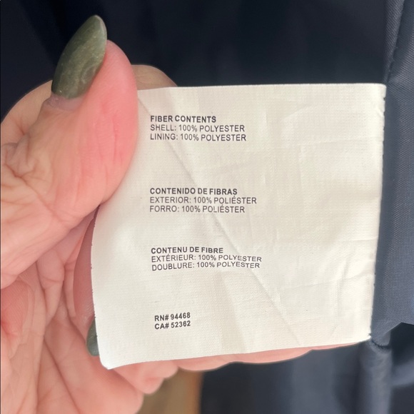 Esprit Navy Trench Coat with Checkered Cuffs - Picture 4 of 6